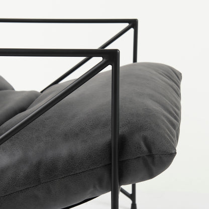 Leonidas 28.5L x 29.5W x 34.0H Black Faux Leather Seat W/ Black Metal Frame Accent Chair