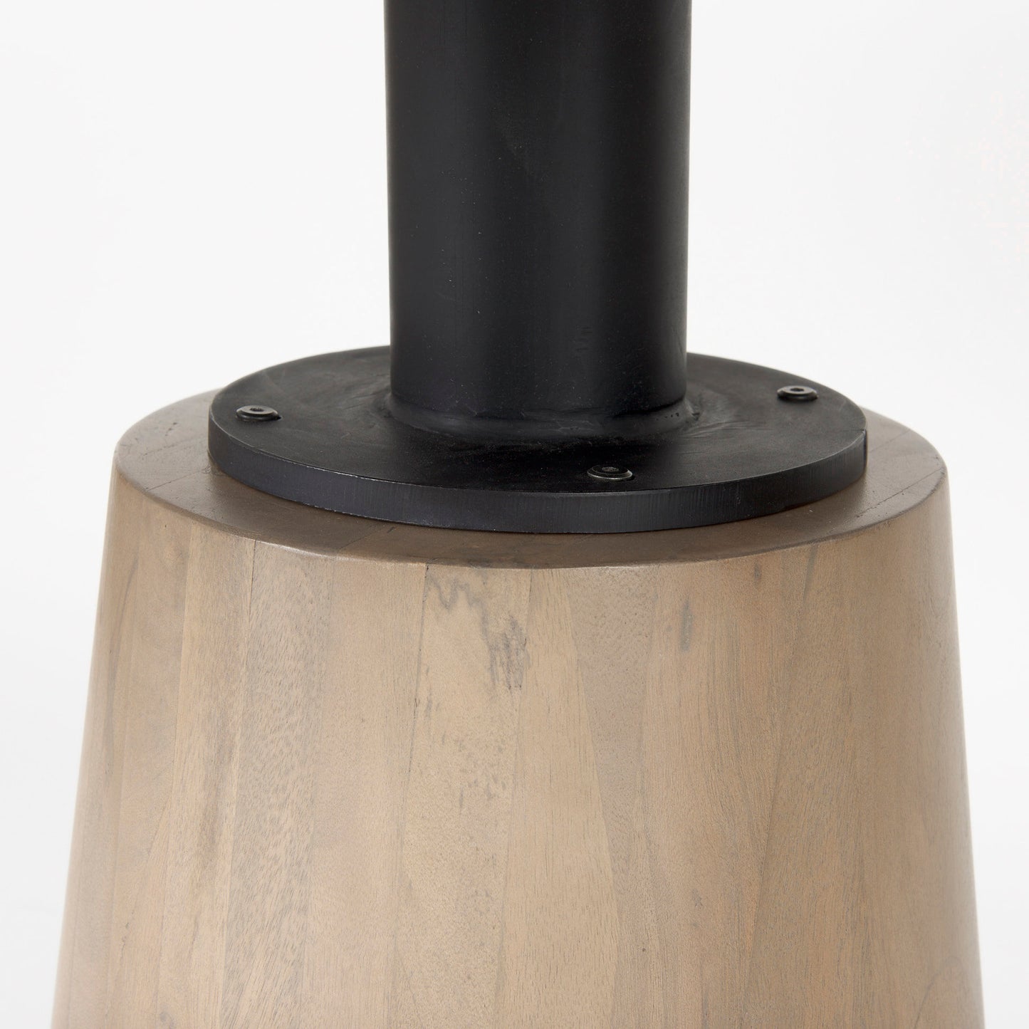 Maxwell 48L x 48W x 30H White Marble Round Top W/ Black Metal and Wood Pedestal Base Dining Table