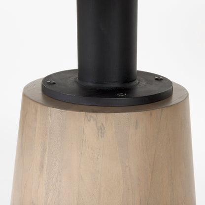 Maxwell 48L x 48W x 30H White Marble Round Top W/ Black Metal and Wood Pedestal Base Dining Table