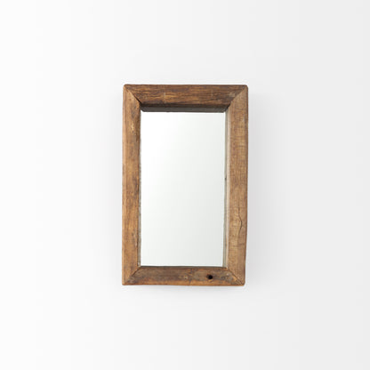 Gervaise 12L x 2W x7H Small Brown Wood Frame Rectangular Wall Mirror
