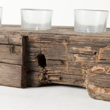 Lakara Reclaimed Wood Eight Tealight Table Candle Holder