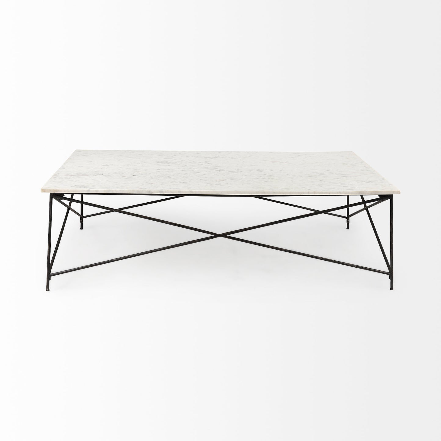 Lorlei I 53.0 X 35.0 X 15.5 White Marble Top W/ X-Shaped Gray Iron Base Coffee Table