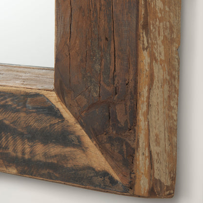 Gerome 28 x 48 Brown Wood Frame Rectangular Wall Mirror