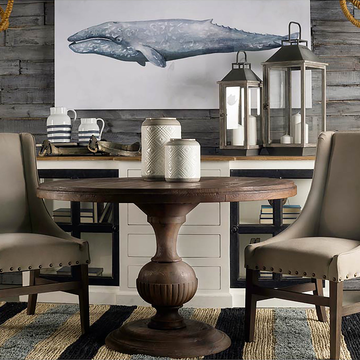 Harmon I Small White w/ Charcoal Stripes Ceramic Jug