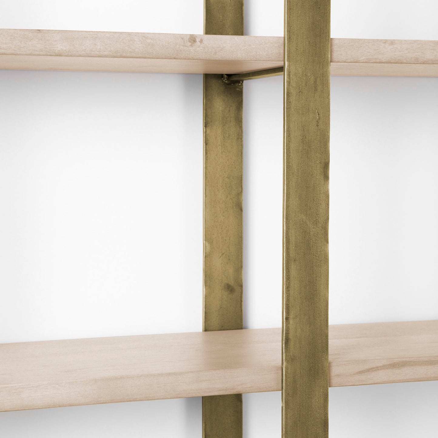 Taunton 80L x 10.5W x 90H Light Brown Wood W/ Gold Metal Frame 6 Tier Shelving Unit