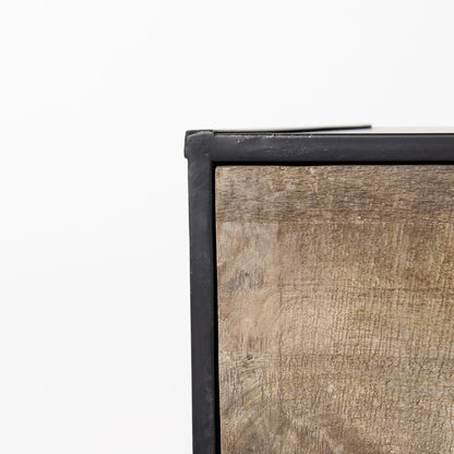 Alvin 34.5L x 21.5W x 30.0H Wood W/Metal Framing Accent Cabinet