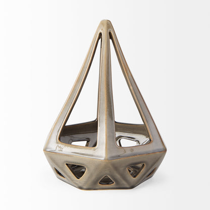 Hood 7.7L x 7.7W x 9.4H Bronze Geometric Ceramic Object