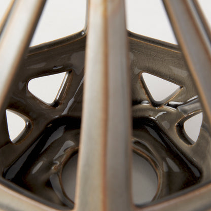 Hood 7.7L x 7.7W x 9.4H Bronze Geometric Ceramic Object