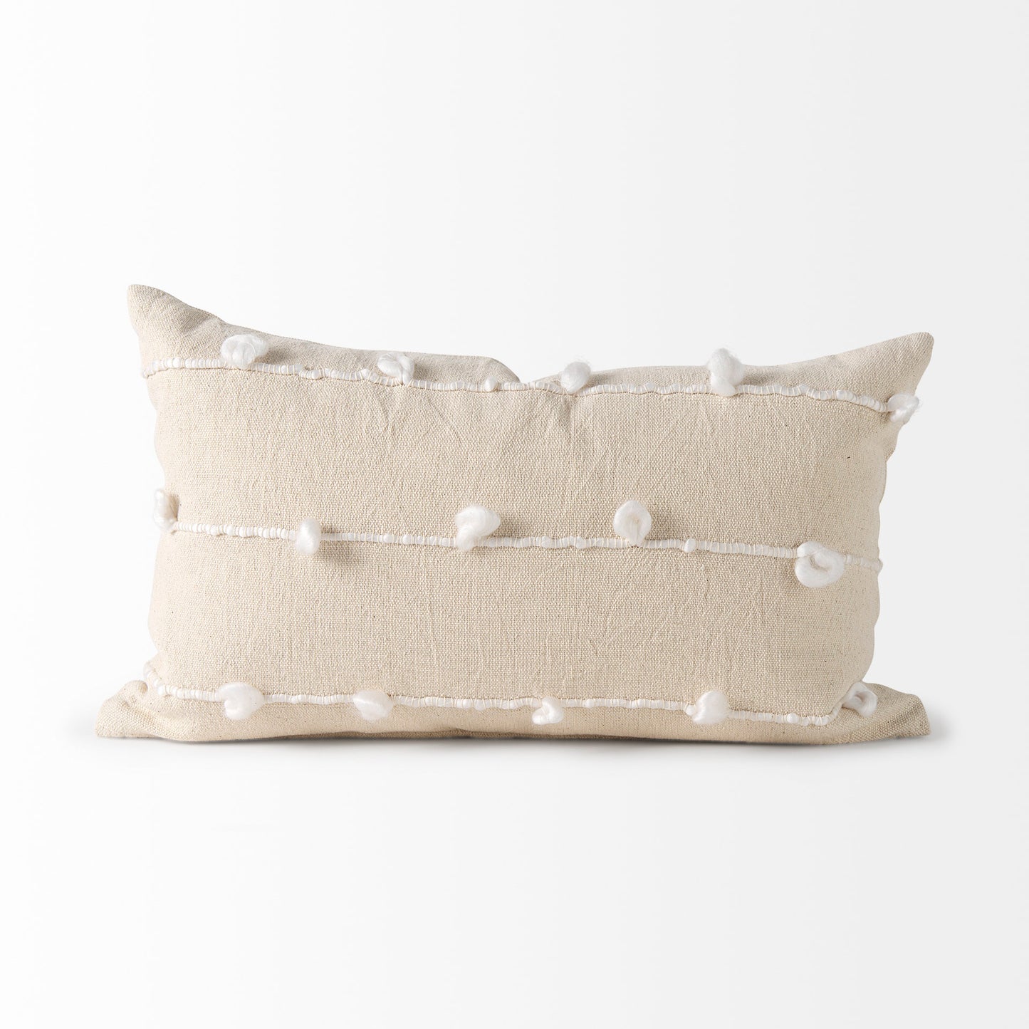 Erica 13 x 21 Cream With White Detail Decorative Pillow Cover