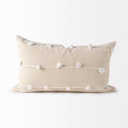 Erica 13 x 21 Cream With White Detail Decorative Pillow Cover