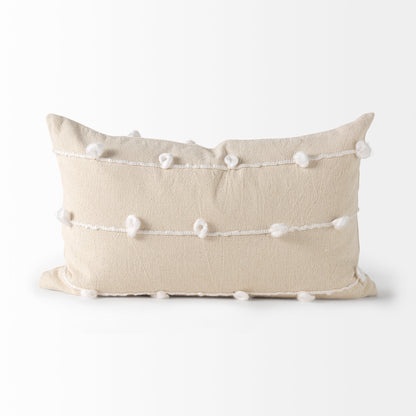 Erica 13 x 21 Cream With White Detail Decorative Pillow Cover