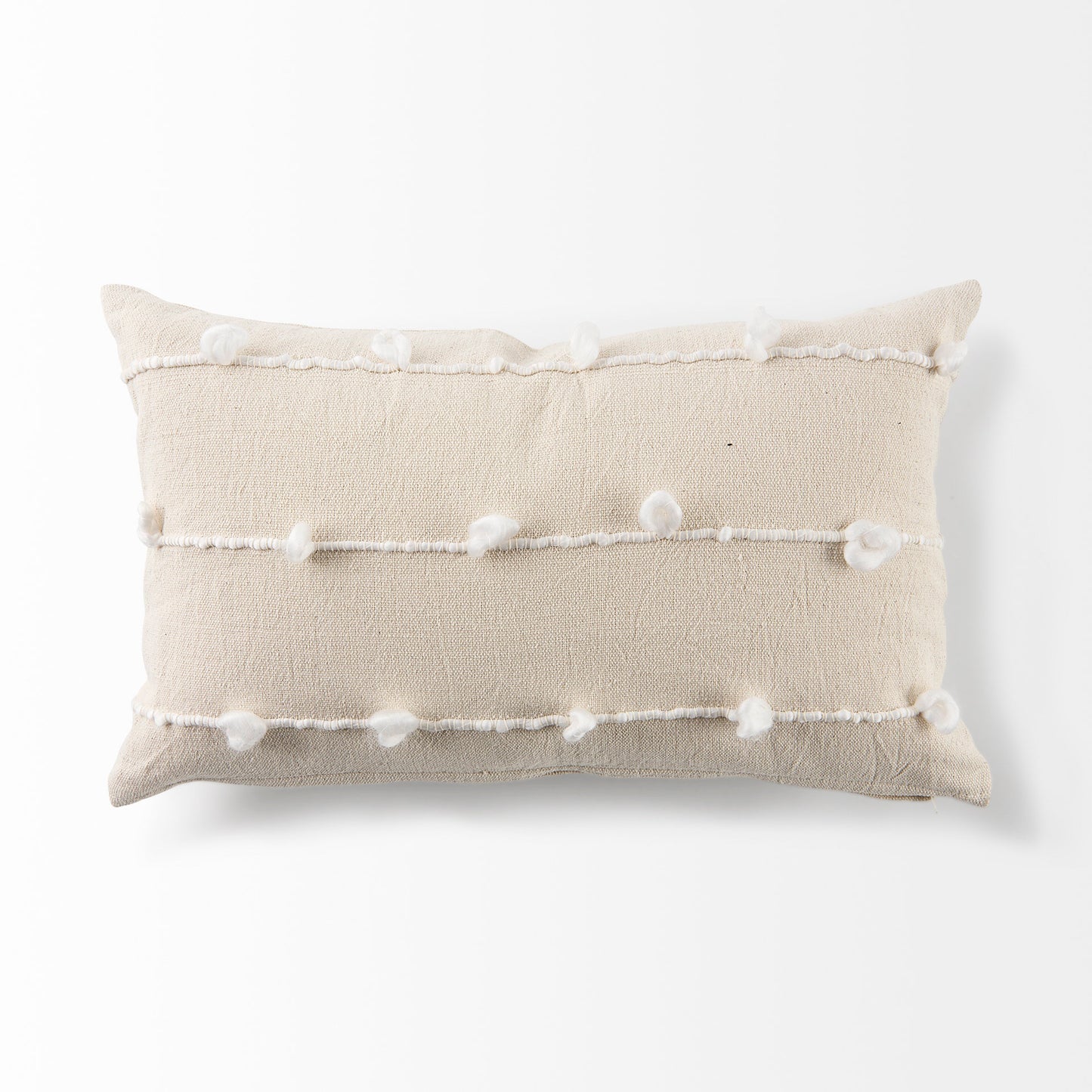 Erica 13 x 21 Cream With White Detail Decorative Pillow Cover