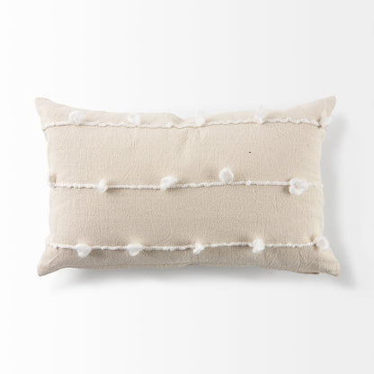 Erica 13 x 21 Cream With White Detail Decorative Pillow Cover