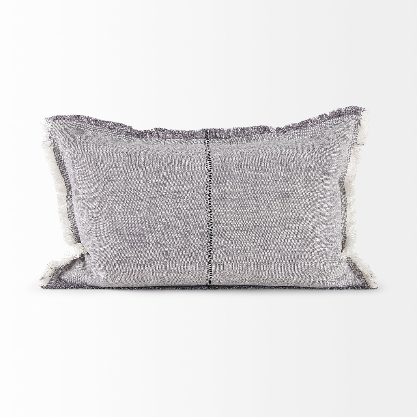 Thais 13L x 21W Gray Fabric Fringed Decorative Pillow Cover