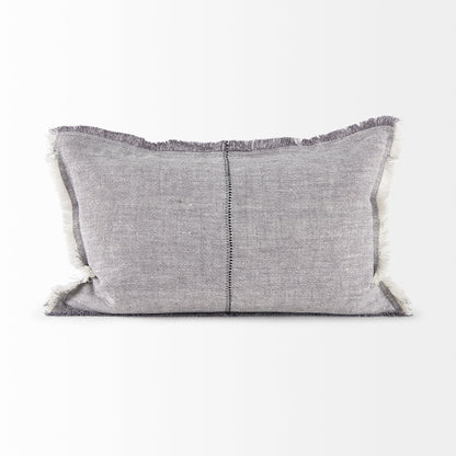 Thais 13L x 21W Gray Fabric Fringed Decorative Pillow Cover