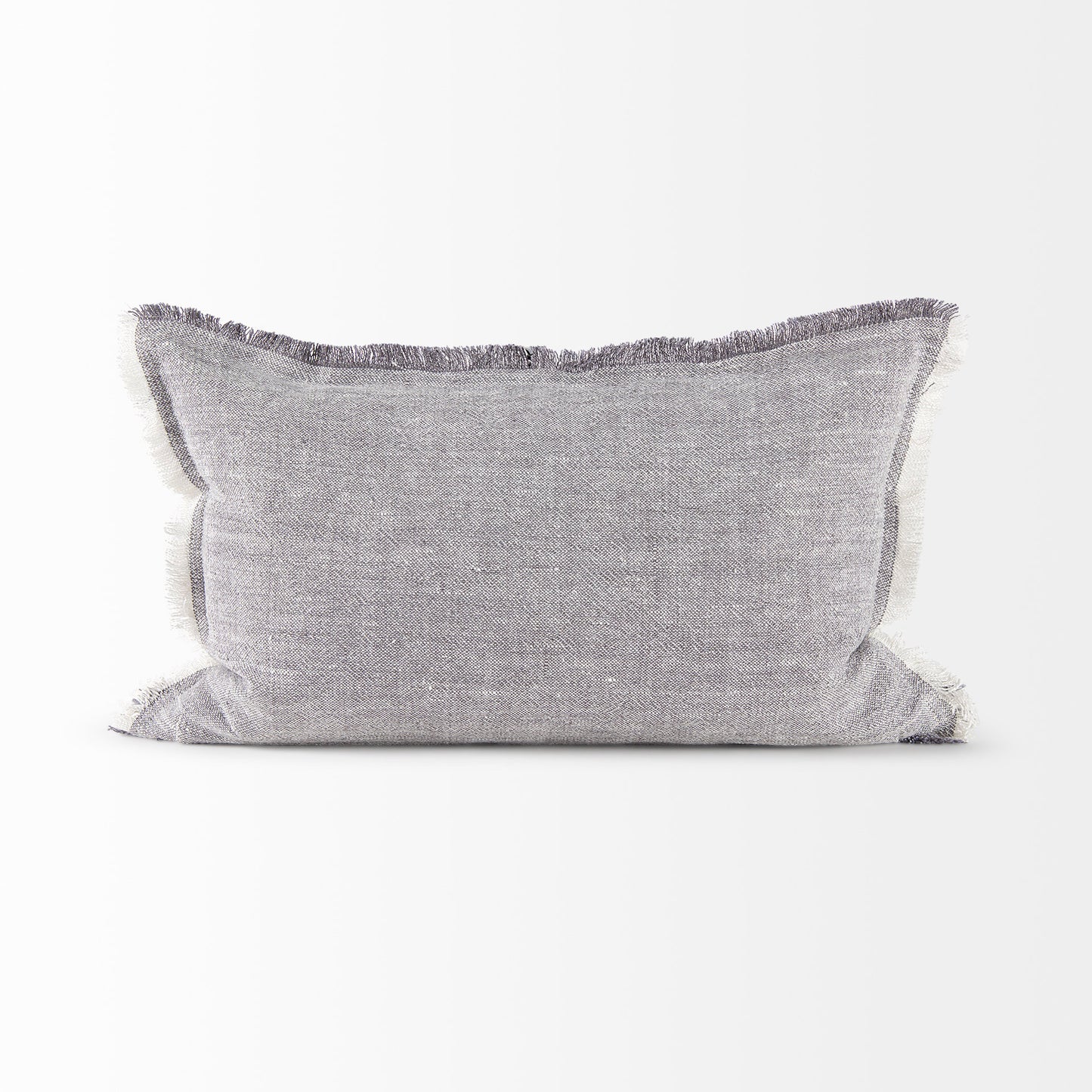 Thais 13L x 21W Gray Fabric Fringed Decorative Pillow Cover