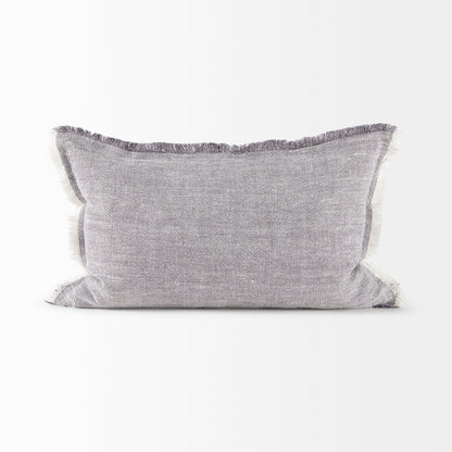 Thais 13L x 21W Gray Fabric Fringed Decorative Pillow Cover