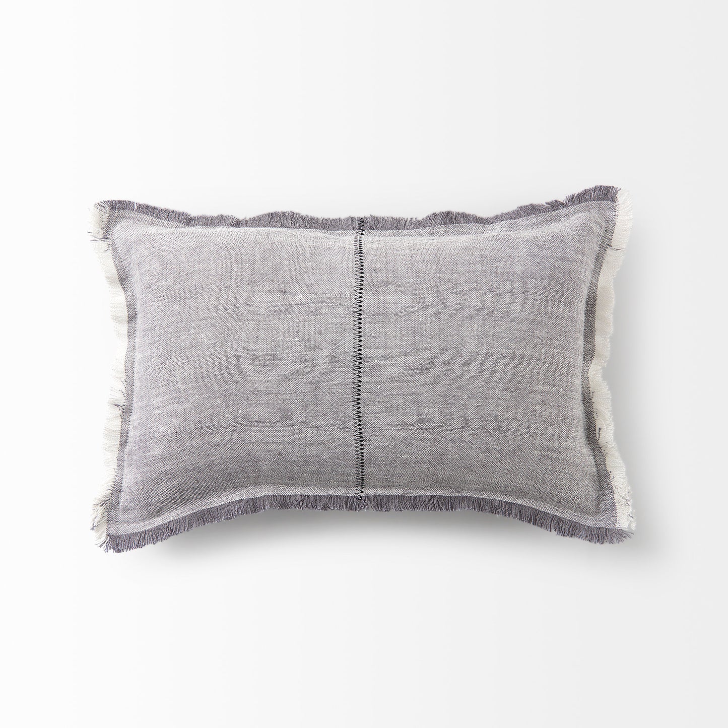 Thais 13L x 21W Gray Fabric Fringed Decorative Pillow Cover