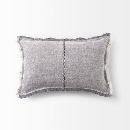 Thais 13L x 21W Gray Fabric Fringed Decorative Pillow Cover