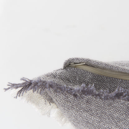 Thais 13L x 21W Gray Fabric Fringed Decorative Pillow Cover