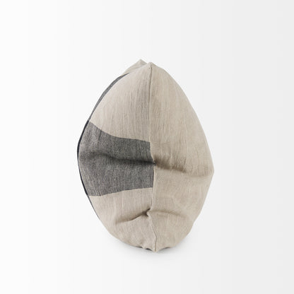 Raquel 18L x 18W Beige and Black Fabric Plaid Decorative Pillow Cover