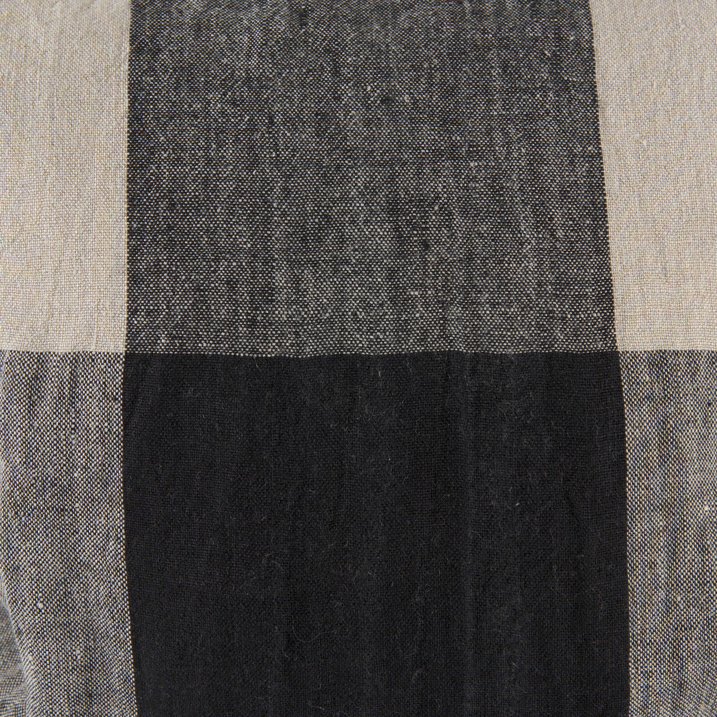 Raquel 18L x 18W Beige and Black Fabric Plaid Decorative Pillow Cover