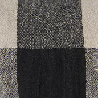 Raquel 18L x 18W Beige and Black Fabric Plaid Decorative Pillow Cover