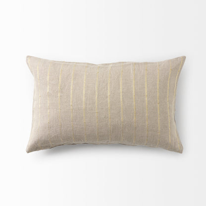 Danika 13.0L x 21.0W x 0.2H Beige and Gold Fabric Decorative Pillow Cover