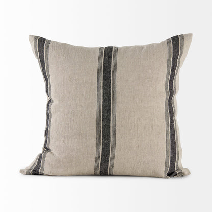 Hattie 20L x 20W Beige and Black Fabric Striped Decorative Pillow Cover