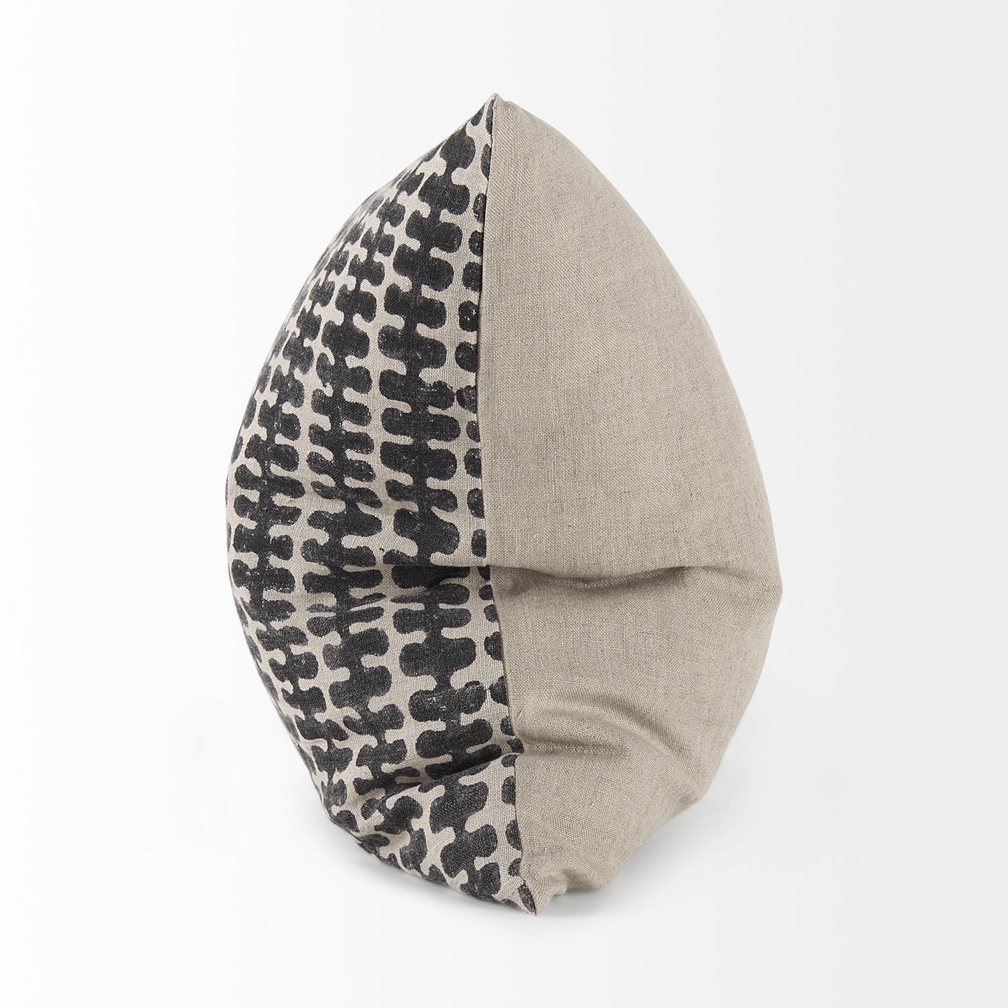 Miriam 18L x 18W Beige and Black Fabric Patterned Decorative Pillow Cover