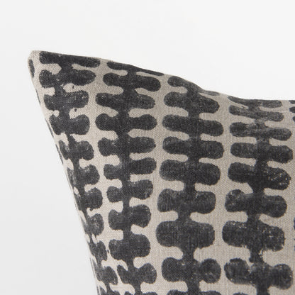 Miriam 18L x 18W Beige and Black Fabric Patterned Decorative Pillow Cover