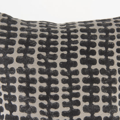 Miriam 18L x 18W Beige and Black Fabric Patterned Decorative Pillow Cover
