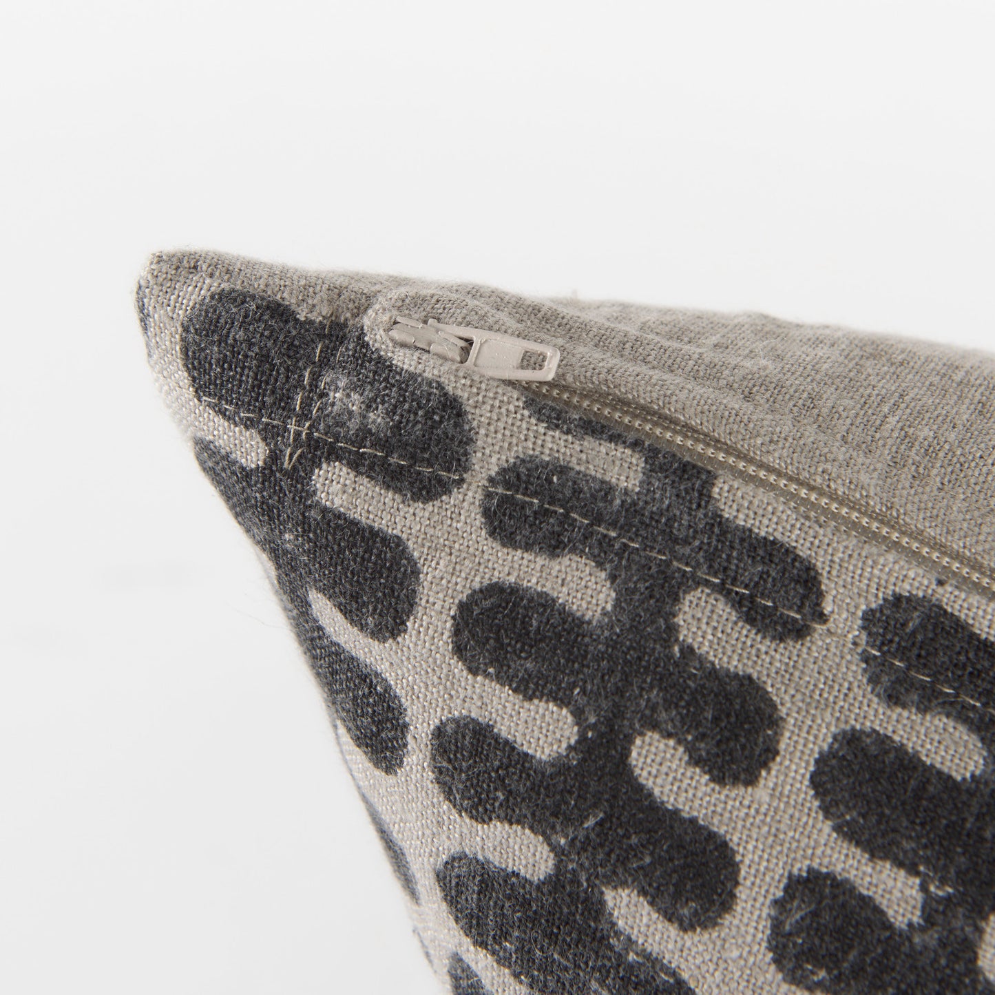 Miriam 18L x 18W Beige and Black Fabric Patterned Decorative Pillow Cover