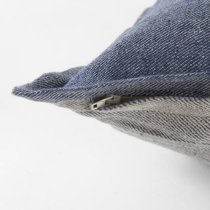 Aubrielle 14L x 26W Gray and Blue Fabric Color Blocked Decorative Pillow Cover