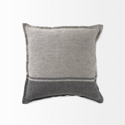 Zadie 20L x 20W Light Gray and Dark Gray Fabric Color Blocked Decorative Pillow Cover