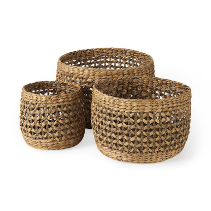 Dakota 15.0L x 15.0W x 11.8H (Set of 3) Medium Brown Seagrass Round Basket