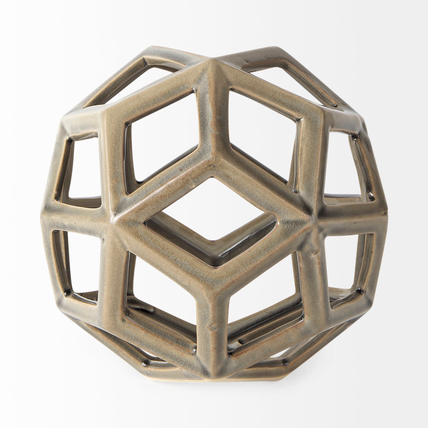 Geom 7.1L x 7.1W x 7.1H Tan Ceramic Geometric Object