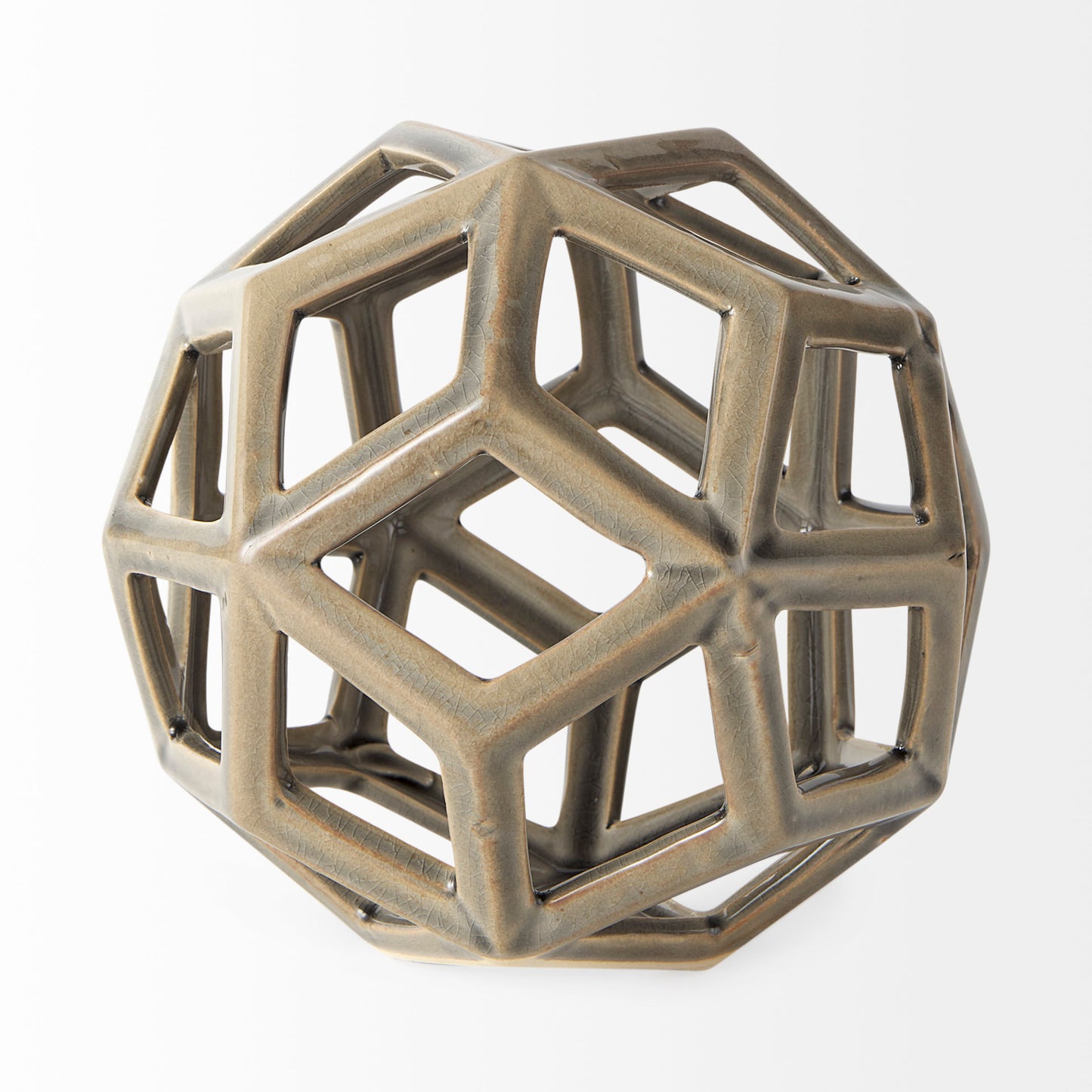 Geom 7.1L x 7.1W x 7.1H Tan Ceramic Geometric Object