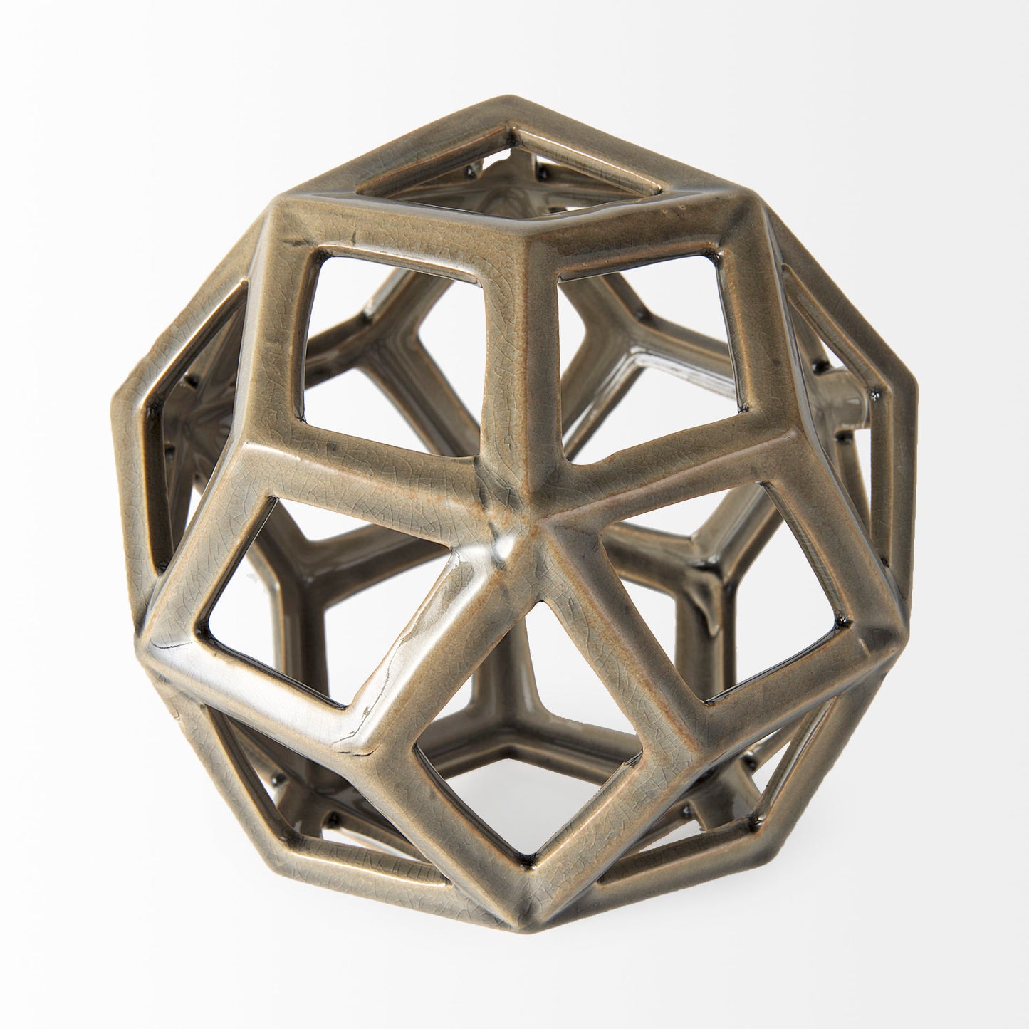 Geom 7.1L x 7.1W x 7.1H Tan Ceramic Geometric Object