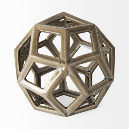 Geom 7.1L x 7.1W x 7.1H Tan Ceramic Geometric Object