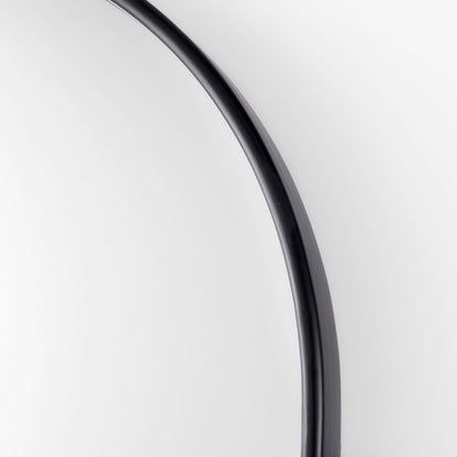 Sadie 28.0L x 2.0W x 78.0H Black Metal Rounded Arch Floor Mirror