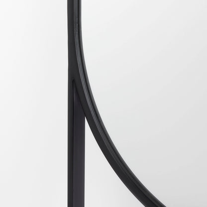 Sadie 28.0L x 2.0W x 78.0H Black Metal Rounded Arch Floor Mirror