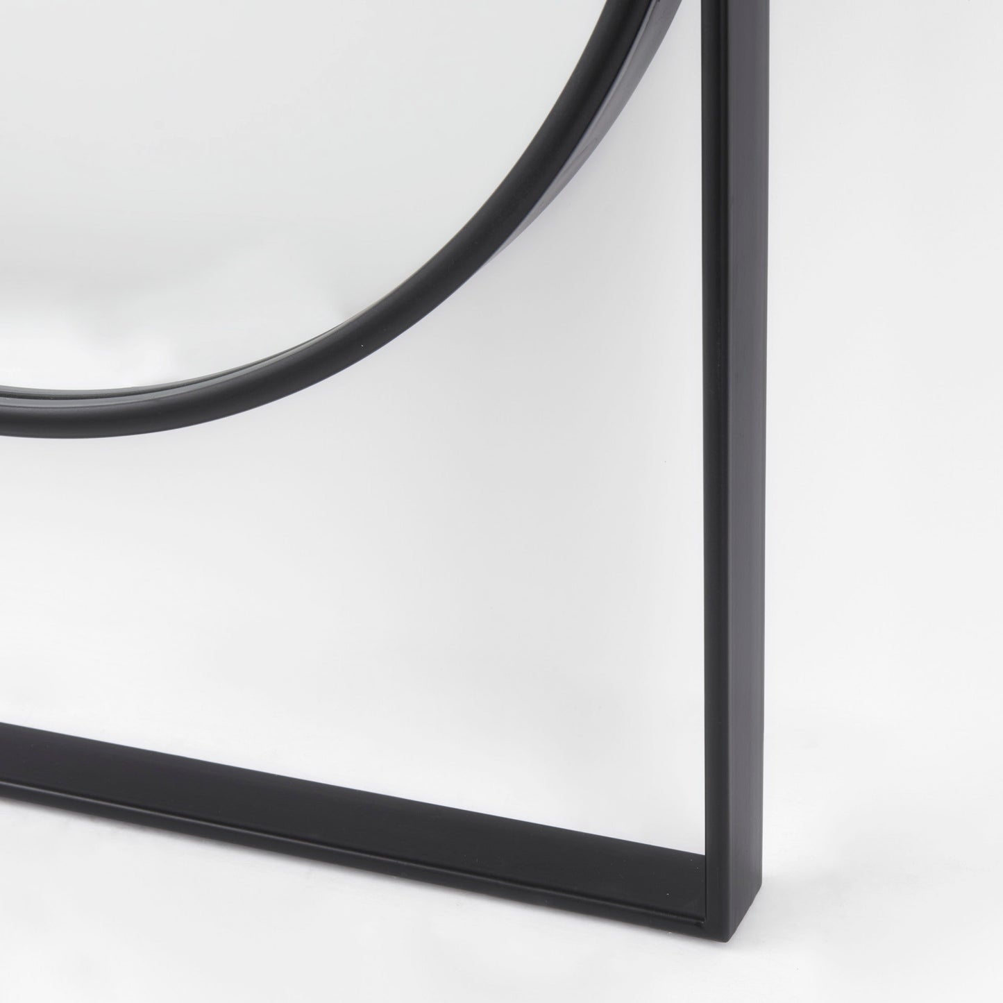 Sadie 28.0L x 2.0W x 78.0H Black Metal Rounded Arch Floor Mirror