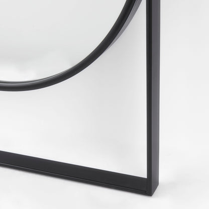 Sadie 28.0L x 2.0W x 78.0H Black Metal Rounded Arch Floor Mirror