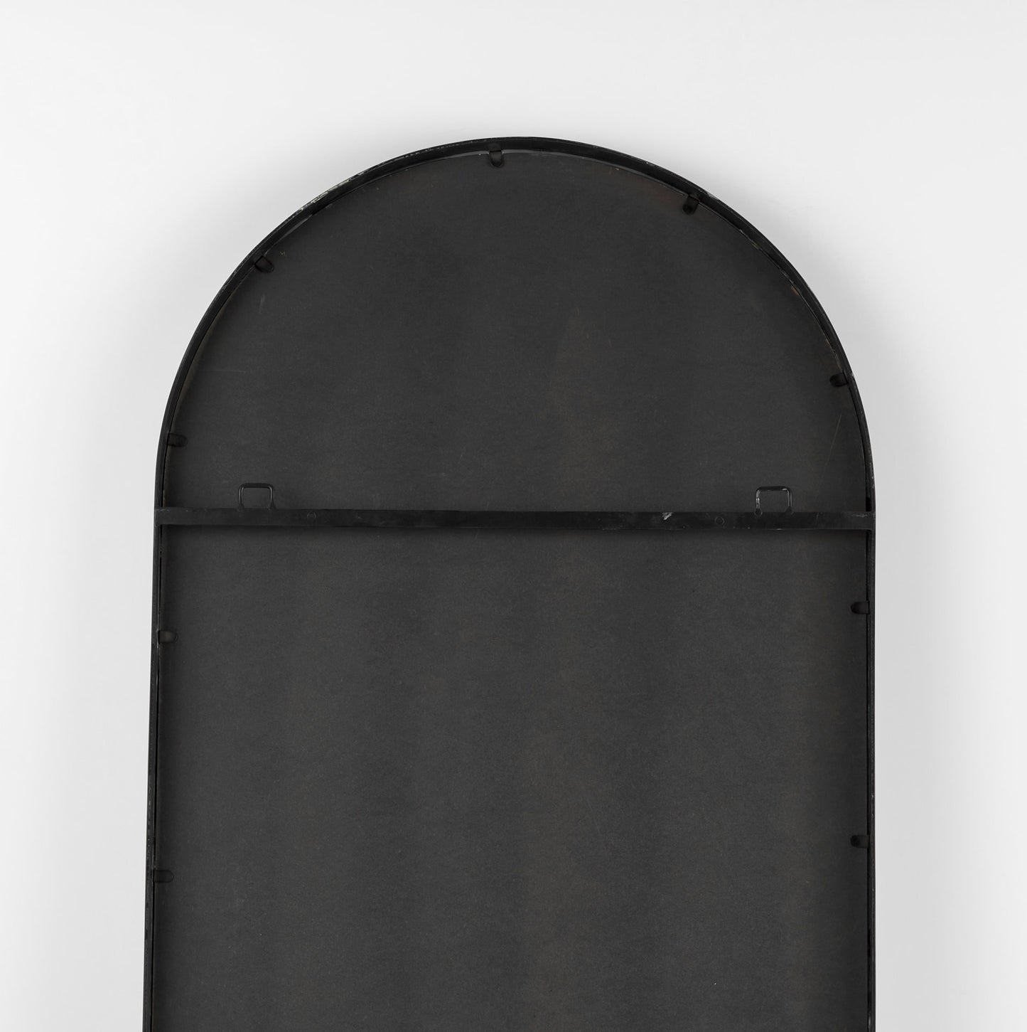 Sadie 28.0L x 2.0W x 78.0H Black Metal Rounded Arch Floor Mirror