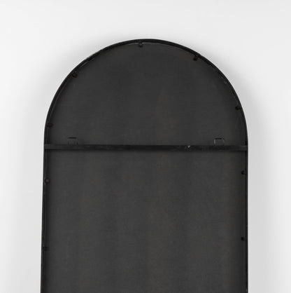 Sadie 28.0L x 2.0W x 78.0H Black Metal Rounded Arch Floor Mirror