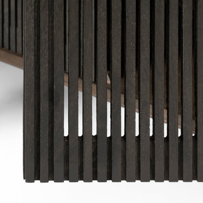 Grace I Two-Toned Brown Solid Wood TV Stand Media Console with Slated Doors, TV up to 82"