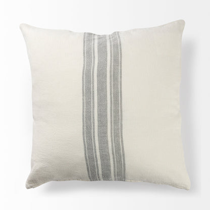 Patrice 22 x 22 Cream With Gray Stripes Decorative Pillow Cover