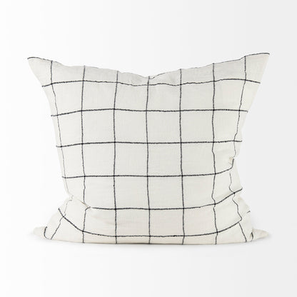 Suzanne 22 x 22 White/Black Square Pattern Decorative Pillow Cover