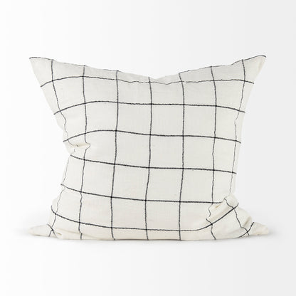 Suzanne 22 x 22 White/Black Square Pattern Decorative Pillow Cover